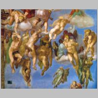 Michelangelo, Detail aus dem Juengsten Gericht mit Auferstandenen, die zum Himmel aufsteigen (Wikipedia).jpg